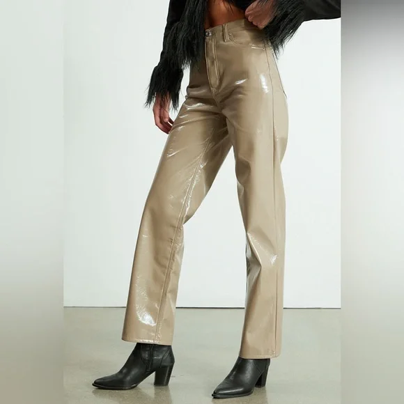 PacSun Lacquered Boyfriend Pants in Taupe - Picture 3 of 9